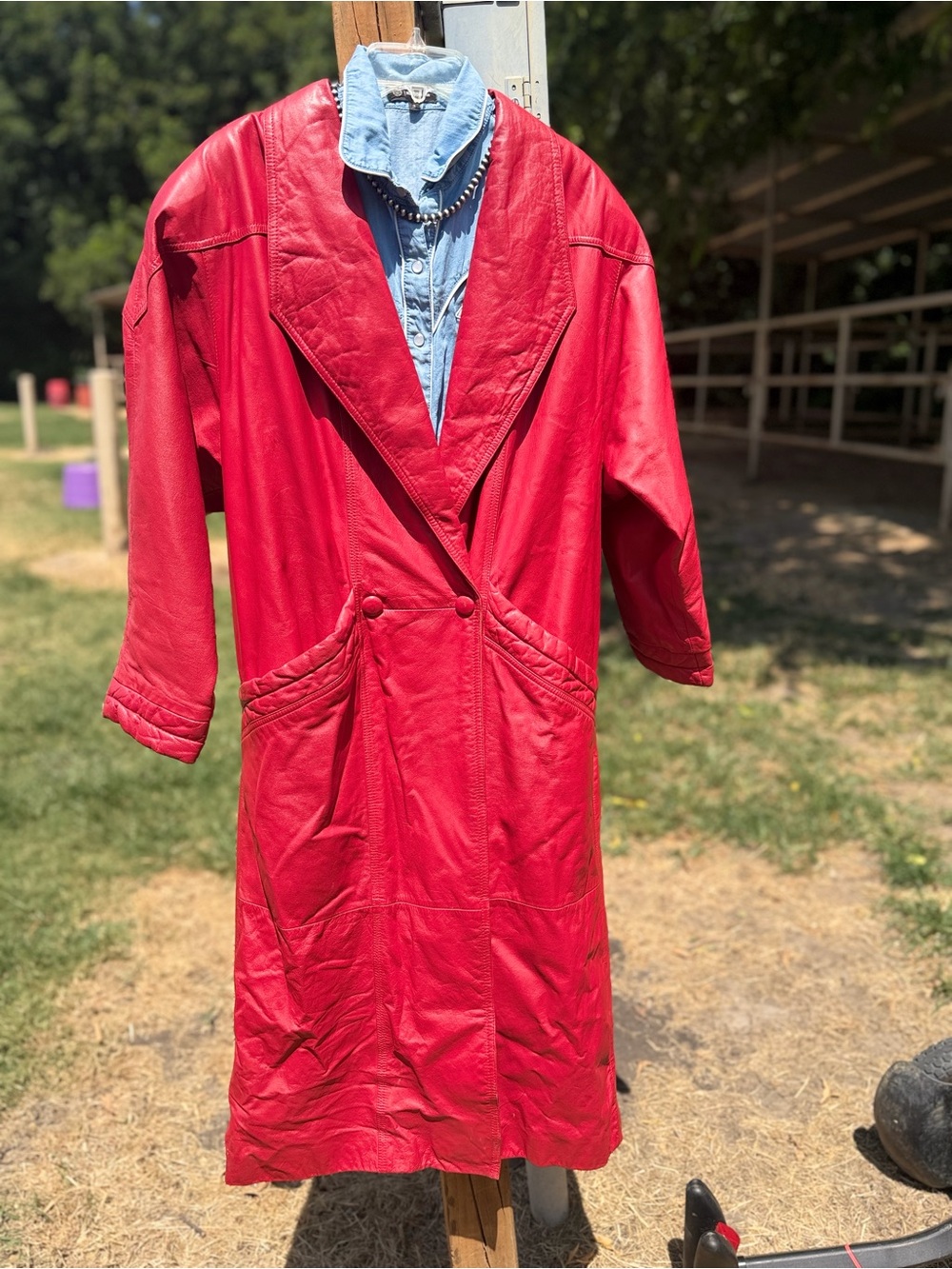 NFR vintage Fit- ❤️ Pelle Studio Vintage Red Genuine Leather Trench Coat Size M
